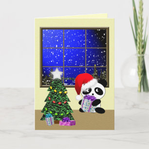 Tarjeta Festiva Navidades Panda
