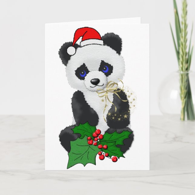 Tarjeta Festiva Navidades Panda (Anverso)