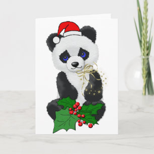 Tarjeta Festiva Navidades Panda