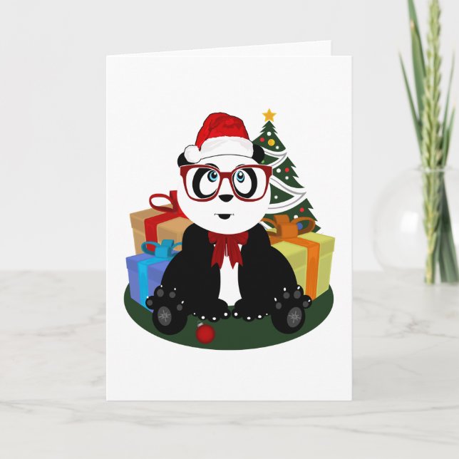 Tarjeta Festiva Navidades - Panda Nerd (Anverso)