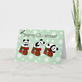 Tarjeta Festiva Navidades Panda Personalizado alzándose con el cop
