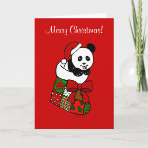 Tarjeta Festiva Navidades Panda Personalizado Stocking
