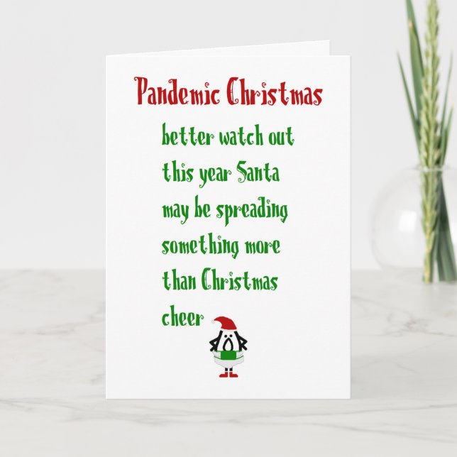 Tarjeta Festiva Navidades pandémicos Un divertido poema navideño (Anverso)