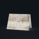 Tarjeta Festiva Navidades para Hermano<br><div class="desc">Navidades snowman con estrella dorada.</div>