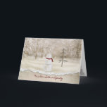 Tarjeta Festiva Navidades para la hermana y la familia<br><div class="desc">Navidades snowman con estrella dorada.</div>