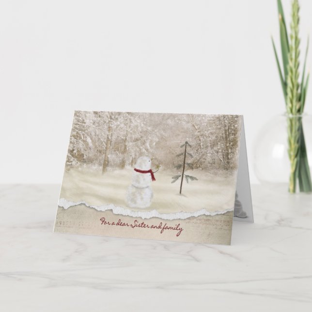 Tarjeta Festiva Navidades para la hermana y la familia (Anverso)