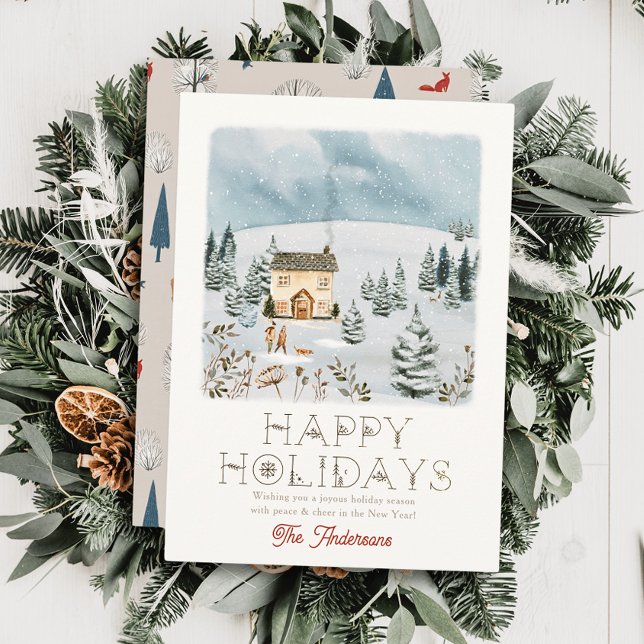 Tarjeta Festiva Navidades Pareja Perro Snowy Hill Winterscape (Subido por el creador)