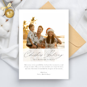 Tarjeta Festiva Navidades participantes bendicen foto tropical del