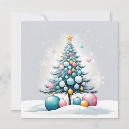 Tarjeta Festiva Navidades Pastel | Ornamentos rosa azul sobredimen