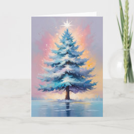 Tarjeta Festiva Navidades Pastel simples con Naranja Púrpura