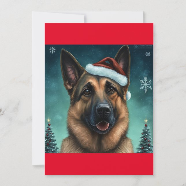Tarjeta Festiva Navidades Pastor alemán / regalo de perro alsacian (Anverso)
