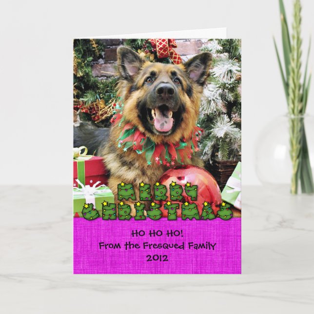 Tarjeta Festiva Navidades - Pastor alemán - Thor (Anverso)