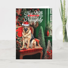 Tarjeta Festiva Navidades pastores alemanes perros traviesos o bon