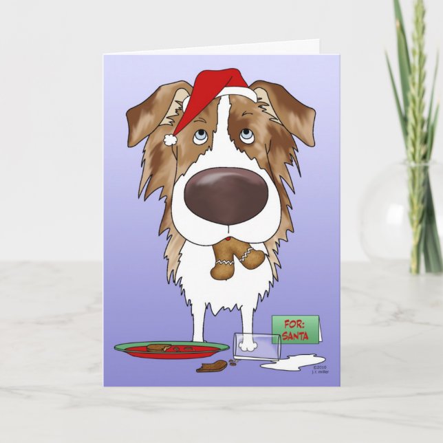 Tarjeta Festiva Navidades Pastores de Australia (Anverso)