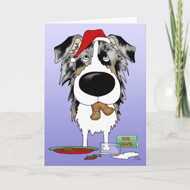 Tarjeta Festiva Navidades Pastores de Australia (Anverso)