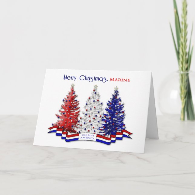 Tarjeta Festiva NAVIDADES PATRIÓTICOS DE EE.UU., marines (Anverso)
