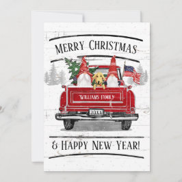 Tarjeta Festiva Navidades patrióticos del Camión Rojo Vintage