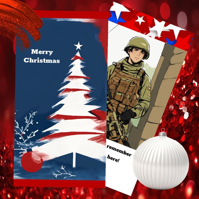 Tarjeta Festiva Navidades Patrióticos | Estados Unidos de vacacion (Modern Patriotic Design -  Unique Art by Pansylee for Pretty Postals - Mail Made Modern - All Sizes)