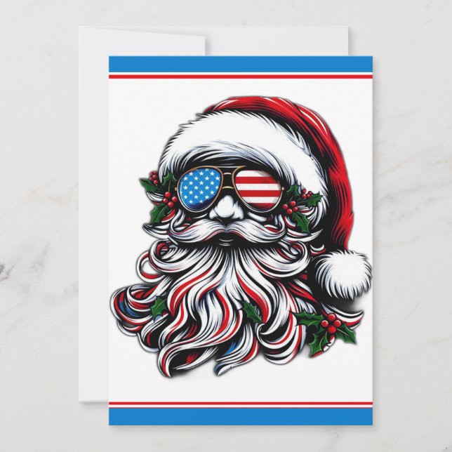 Tarjeta Festiva Navidades patrióticos/estadounidenses (Anverso)