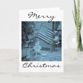 Tarjeta Festiva Navidades patrióticos Vintage de bandera estadouni