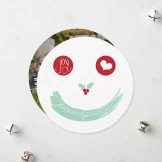 Tarjeta Festiva Navidades Paz Amar a la Alegría Whimsy Face Foto