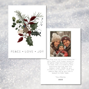 Tarjeta Festiva Navidades Paz Amar la vegetación de fotos minimali