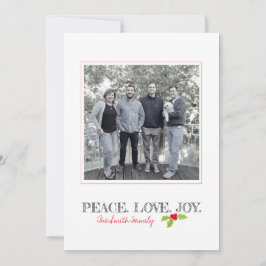 Tarjeta Festiva Navidades Paz Amor Joy Holly Nombre de la familia 
