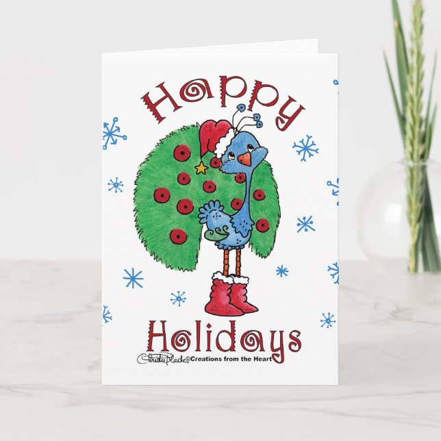 Tarjeta Festiva Navidades Peacock (Anverso)