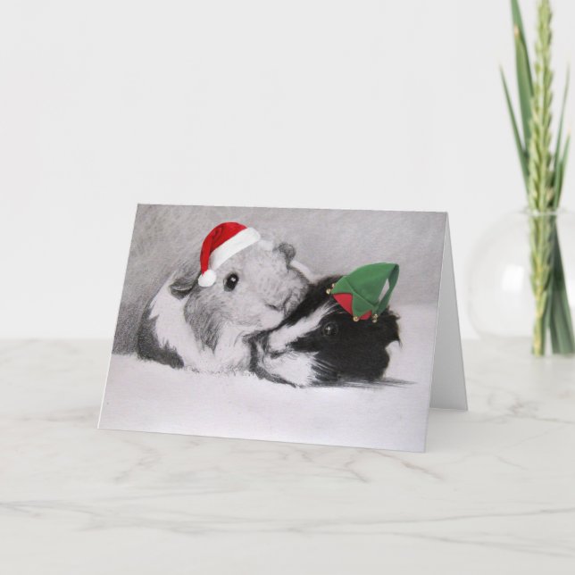 Tarjeta Festiva Navidades Peegs Guinea Personalizable de cerdo (Anverso)