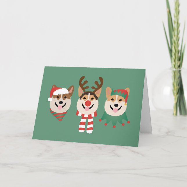 Tarjeta Festiva Navidades Pembroke Welsh Corgi Dogs (Anverso)