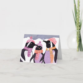 Tarjeta Festiva Navidades Penguin Friends | Acuarela de invierno