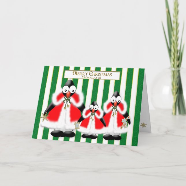 Tarjeta Festiva NAVIDADES PENQUIN GREETING FAMILY - Stanta Demits (Anverso)