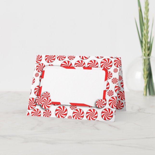 Tarjeta Festiva Navidades Peppermint Candy con etiqueta extraíble (Anverso)