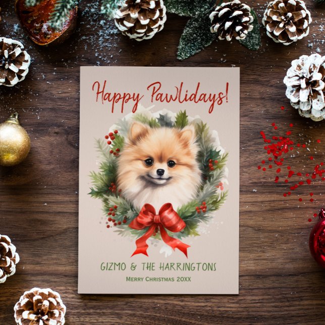 Tarjeta Festiva Navidades perinos de Pomerania Felices Fiestas (Subido por el creador)