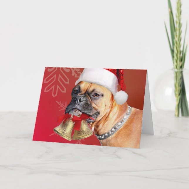 Tarjeta Festiva Navidades Perro Boxer (Anverso)
