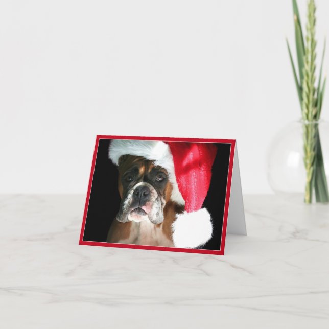 Tarjeta Festiva Navidades Perro Boxer Notecard (Anverso)