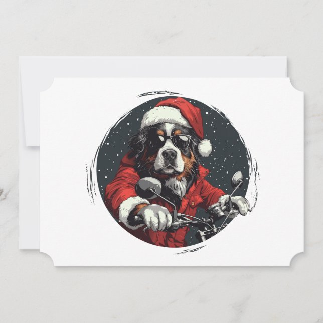 Tarjeta Festiva Navidades Perro de montaña Bernese (Anverso)