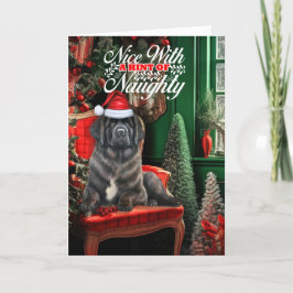 Tarjeta Festiva Navidades Perro de Terranova travieso o agradable