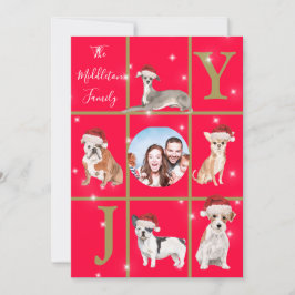 Tarjeta Festiva Navidades Perros Foto Fun Red Holiday Card