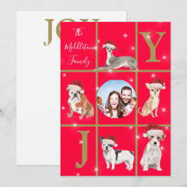 Tarjeta Festiva Navidades Perros Foto Fun Red Holiday Card