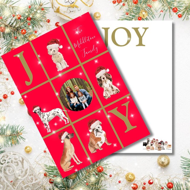 Tarjeta Festiva Navidades Perros Fun Photo Red Holiday Card (Subido por el creador)