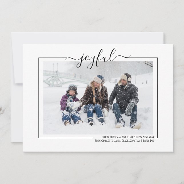 Tarjeta Festiva Navidades personales de fotografía de tipografía a (Anverso)