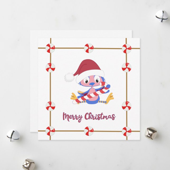 Tarjeta Festiva Navidades Personalizable de marco de malla azulBir (Anverso/Reverso In Situ)