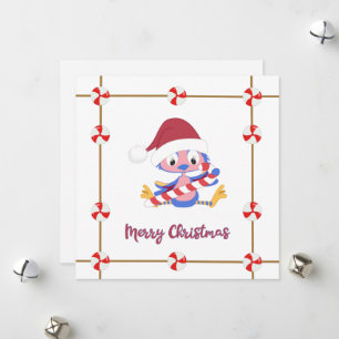 Tarjeta Festiva Navidades Personalizable de marco de malla azulBir