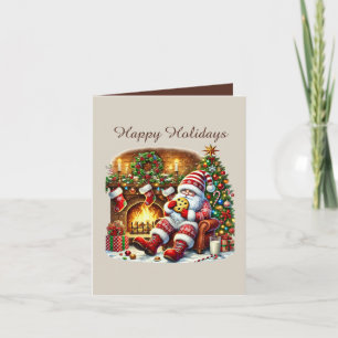 Tarjeta Festiva Navidades personalizable elfo de galleta de chocol