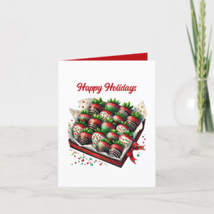 Tarjeta Festiva Navidades personalizable fresas recubiertas de car