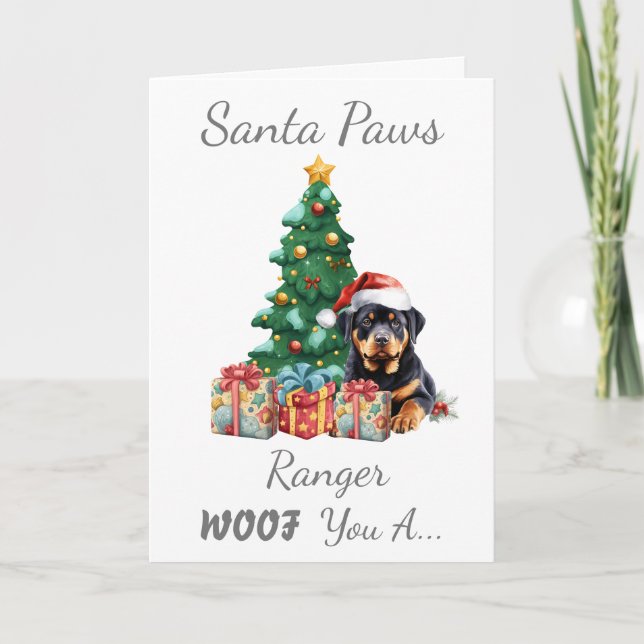 Tarjeta Festiva Navidades personalizables Dog Rottweiler (Anverso)