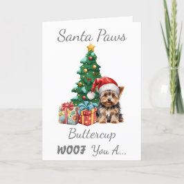 Tarjeta Festiva Navidades personalizables Dog Yorkshire Terrier