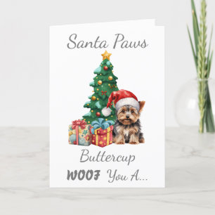 Tarjeta Festiva Navidades personalizables Dog Yorkshire Terrier