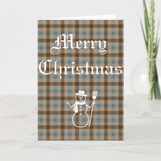 Tarjeta Festiva Navidades personalizables Escocia Tartán snowman